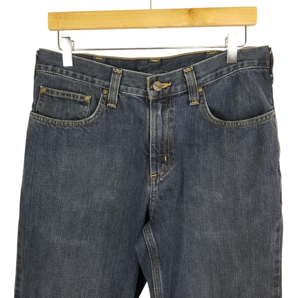 Carhartt Mens Relaxed Fit Straight Leg Dark Wash Denim Jeans 32x29 Workwear - Picture 6 of 10